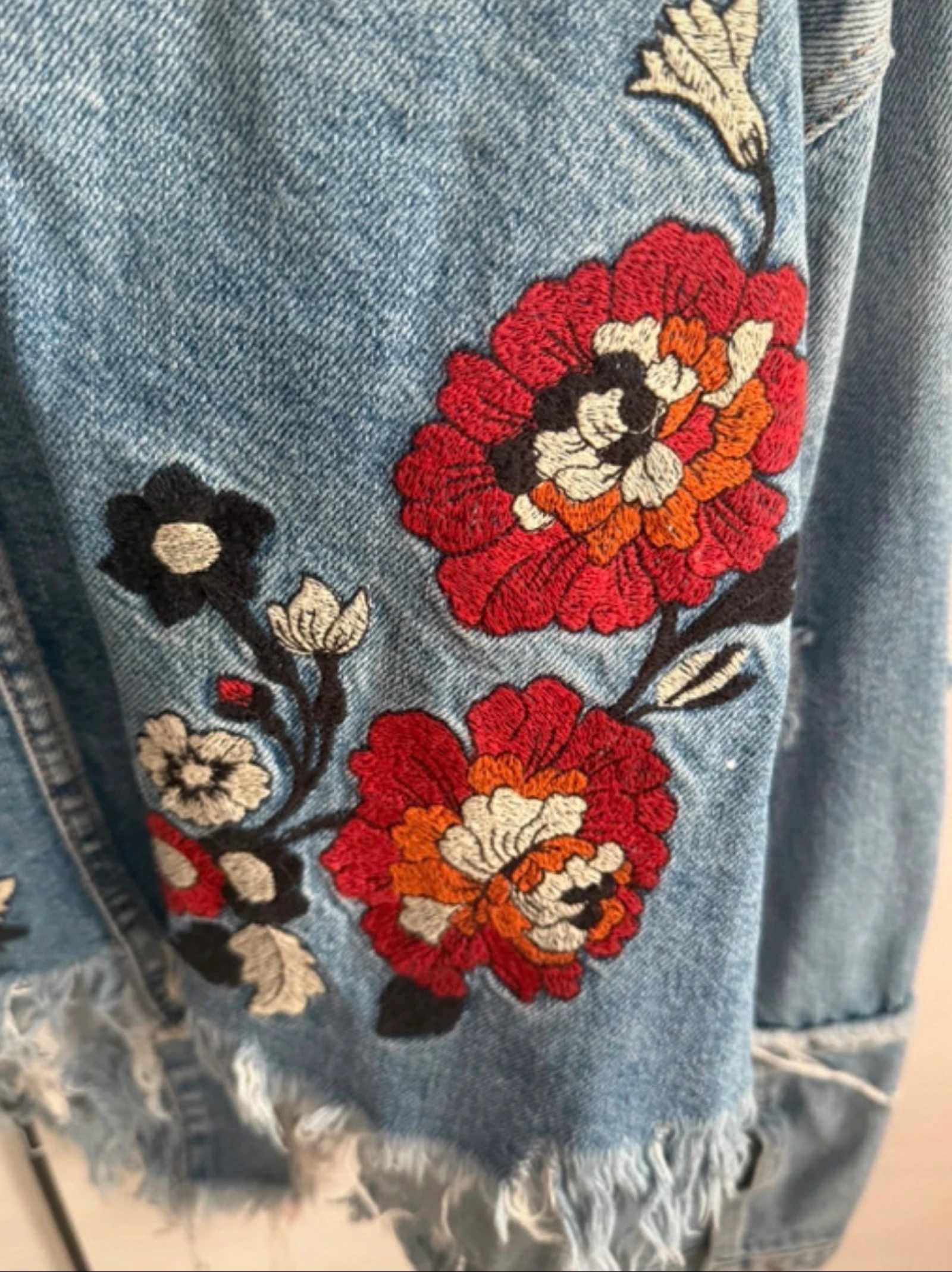 Embroidered floral Trafaluc Zara S denim jacket – photo 5